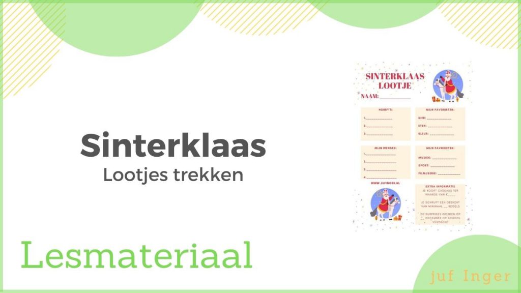 Missie Bomen planten Verkleuren Sinterklaas - Lootjes trekken - gratis download - Juf Inger